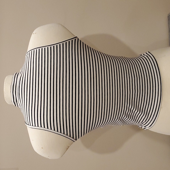 Mock neck sleeveless stripe crop top - Picture 3 of 8